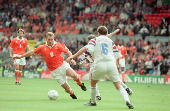 Framed Print : France v Netherlands, Euro 1996 Quarter finals match at Anfield