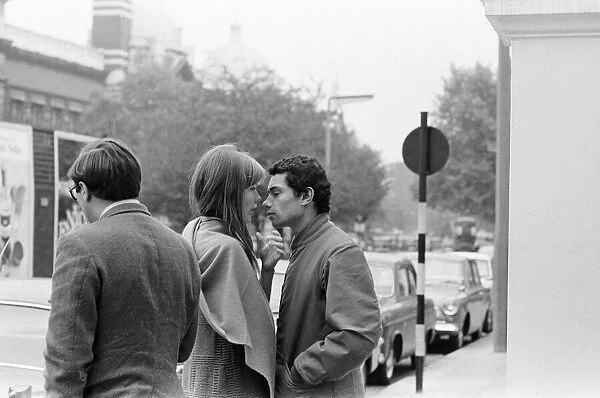 Francoise Hardy, french singer, filming on Exhibition Road in London, 11th October 1965