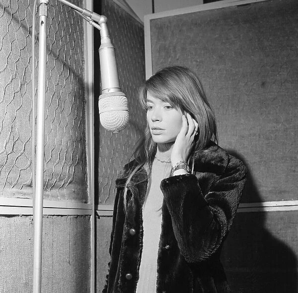 Francoise Hardy, french singer pictured during recording session in studio, London