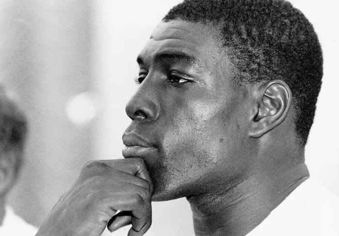 Framed Print : Frank Bruno Boxing deep in thought at the gym during training for his fight against John Framed Print : Frank Bruno Boxing deep in thought at the gym during training for his fight against John