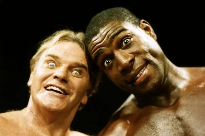 Framed Print : Frank Bruno ex heavyweight boxing world champion and comic Freddie Starr