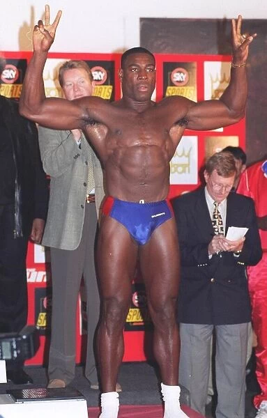 Frank Bruno at the weigh in for his fight against Oliver McCall September 1995