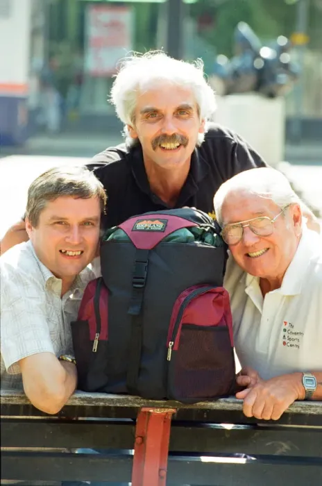 Framed Print : Frank Shortland Senior (right) with sons Mick (left) and Frank Junior ready for their Framed Print : Frank Shortland Senior (right) with sons Mick (left) and Frank Junior ready for their