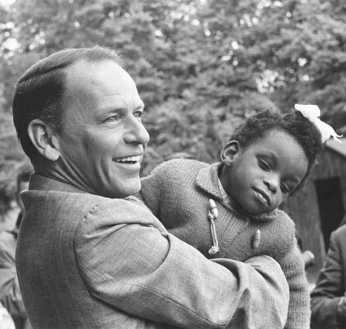 Framed Print : Frank Sinatra seen here during a visit to Royal National College for the Blind at Norwood Framed Print : Frank Sinatra seen here during a visit to Royal National College for the Blind at Norwood
