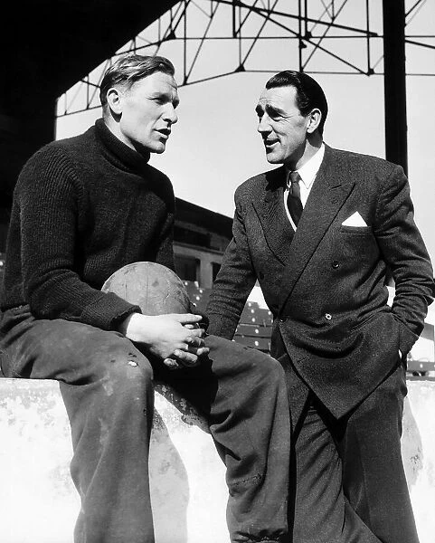 Frank Swift and Bert Trautmann of Manchester City during training March 1956