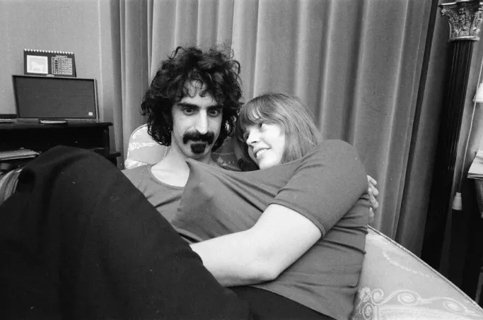 Framed Print : Frank Zappa. American musician. Pictured here with his wife Gail, in London Framed Print : Frank Zappa. American musician. Pictured here with his wife Gail, in London