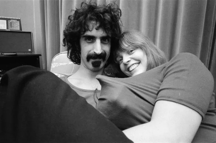Framed Print : Frank Zappa. American musician. Pictured here with his wife Gail, in London Framed Print : Frank Zappa. American musician. Pictured here with his wife Gail, in London