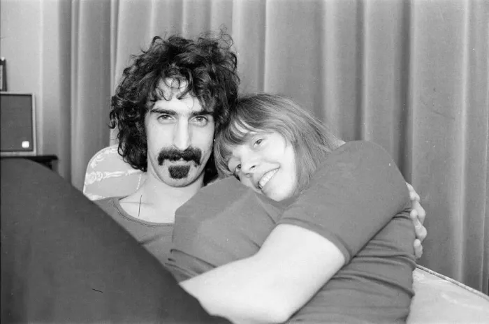 Framed Print : Frank Zappa. American musician. Pictured here with his wife Gail, in London Framed Print : Frank Zappa. American musician. Pictured here with his wife Gail, in London