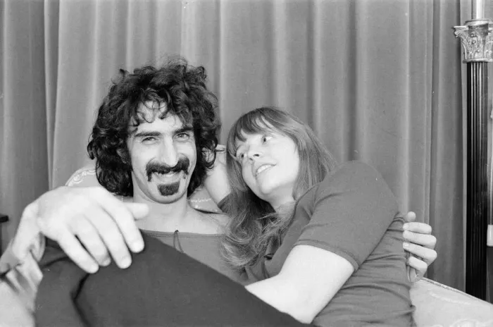 Framed Print : Frank Zappa. American musician. Pictured here with his wife Gail, in London