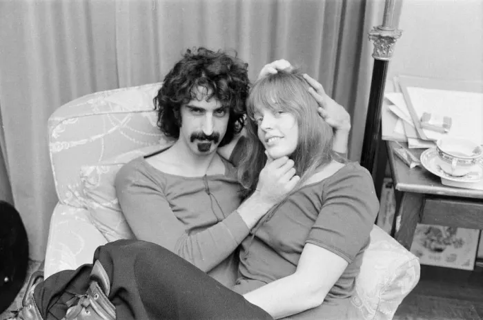 Framed Print : Frank Zappa. American musician. Pictured here with his wife Gail, in London Framed Print : Frank Zappa. American musician. Pictured here with his wife Gail, in London