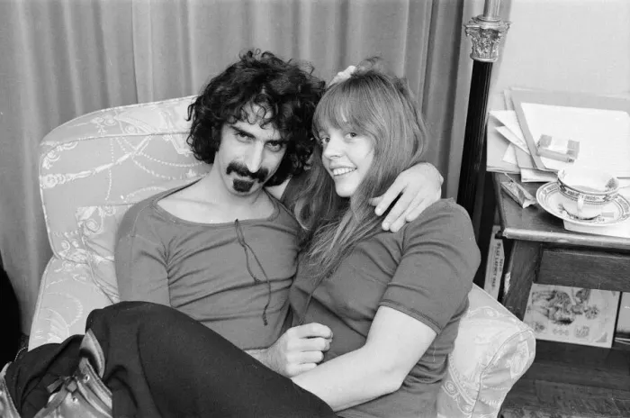 Framed Print : Frank Zappa. American musician. Pictured here with his wife Gail, in London Framed Print : Frank Zappa. American musician. Pictured here with his wife Gail, in London