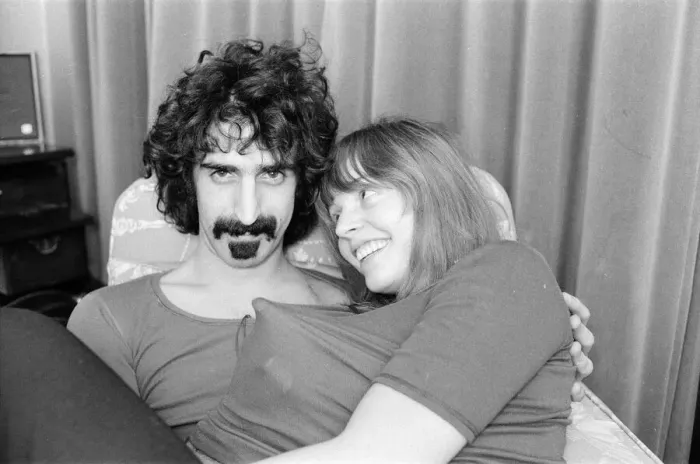 Framed Print : Frank Zappa. American musician. Pictured here with his wife Gail, in London Framed Print : Frank Zappa. American musician. Pictured here with his wife Gail, in London
