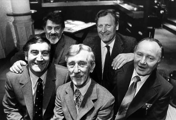 Frankie Burns, Tyneside Comedian, 16th March 1983, pictured with St Edmund crewmen left