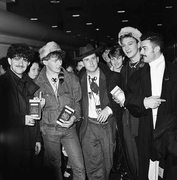 Frankie Goes To Hollywood band members pictured at London Airport