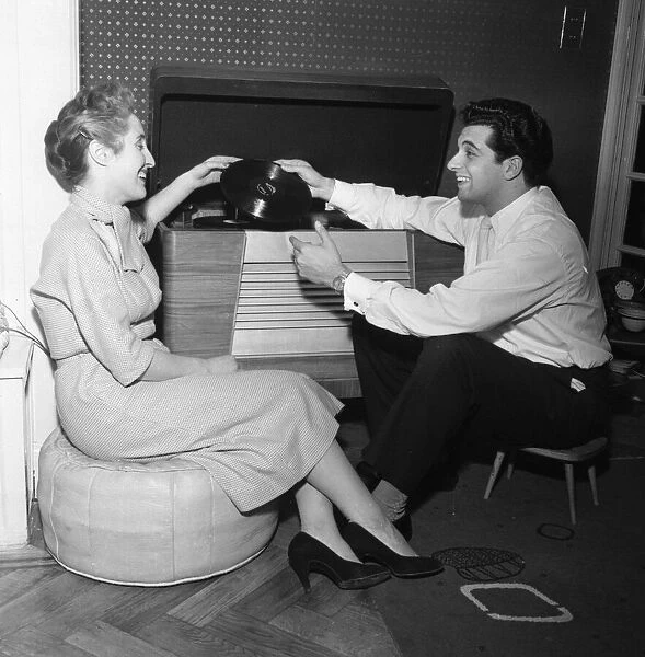 Frankie Vaughan at home with his wife 1957