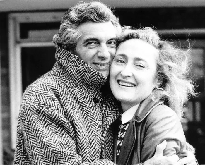 Framed Print : Frankie Vaughan singer and entertainer January 1987 hugging with his wife Stella