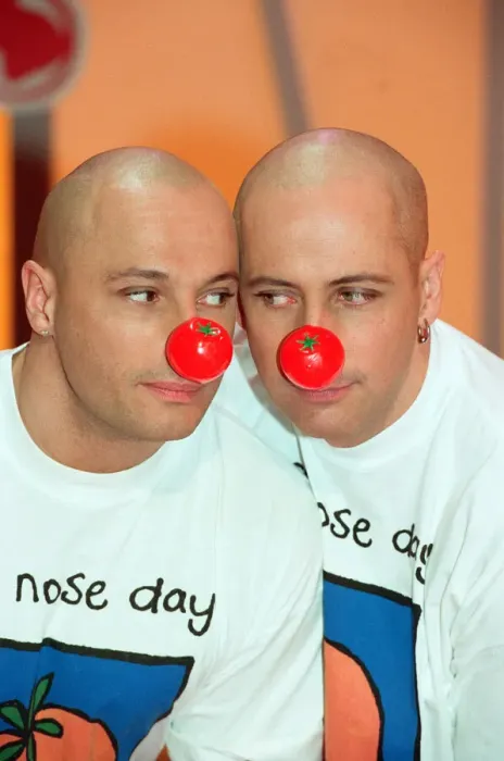 Framed Print : Fred Fairbrass and his brother Richard of Right Said Fred filming Comic Relief filming