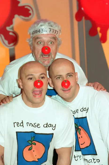 Framed Print : Fred Fairbrass and his brother Richard of Right Said Fred filming Comic Relief filming