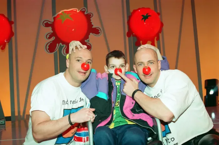 Framed Print : Fred Fairbrass and his brother Richard of Right Said Fred filming Comic Relief filming Framed Print : Fred Fairbrass and his brother Richard of Right Said Fred filming Comic Relief filming