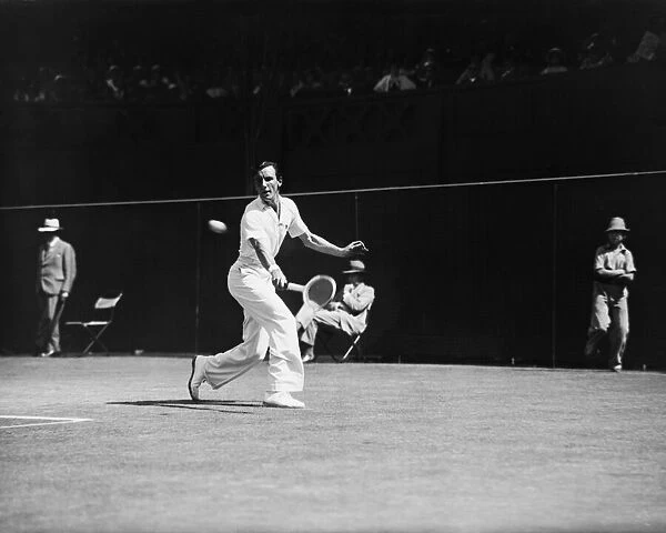 Fred Perry in action during the 1934 Mens Wimbledon Final