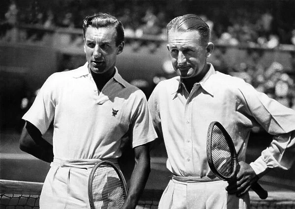 Fred Perry, (England) (left) and Jack Crawford, photographed before their men