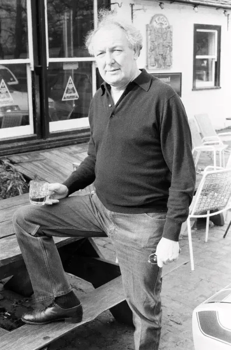 Framed Print : Freddie Laker, enjoying a quick half pint in the garden of his local pub in the village