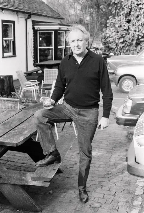 Framed Print : Freddie Laker, enjoying a quick half pint in the garden of his local pub in the village