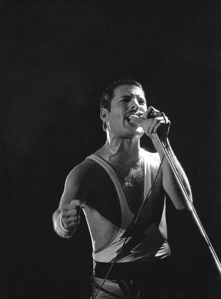 Freddie Mercury, lead singer of rock group Queen, delighted a packed audience