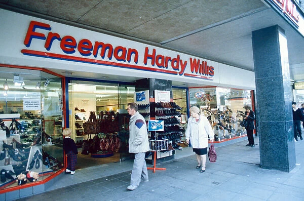 Freeman Hardy Willis, shoe retailer, Northumberland Street, Newcastle, Circa 1990