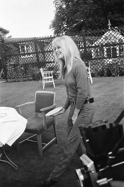 French actress Brigitte Bardot on location in Scotland during filming of her latest movie
