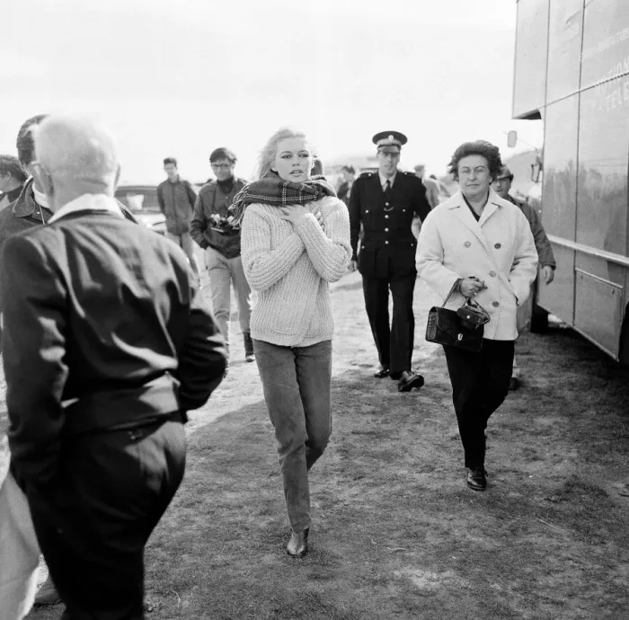 Framed Print : French actress Brigitte Bardot on location in Scotland during filming of her latest movie