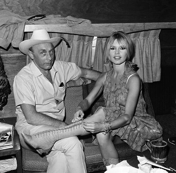 French actress Brigitte Bardot on set of Viva Maria during filming in Mexico with Donald