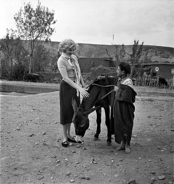 A French actress meets a local boy and his donkey in the countryside of Morocco December