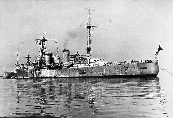 The French cruiser Duquesne in Alexandria harbour. June 1943