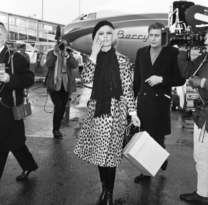 Framed Print : French film actress Brigitte Bardot arriving at London
