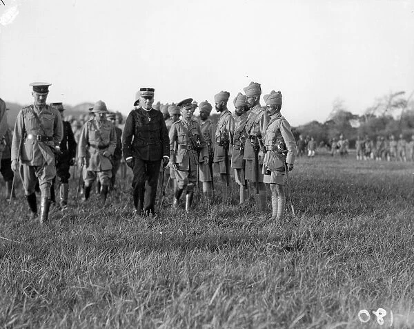 French General Serviers seen here inspecting some of the Indian troops at their rest camp