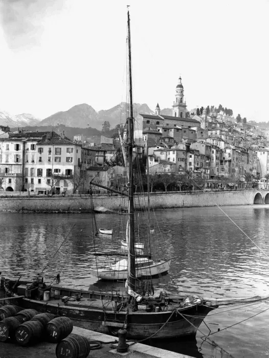 Framed Print : French port of Menton in France 1929 1920s boat harbour dock Framed Print : French port of Menton in France 1929 1920s boat harbour dock