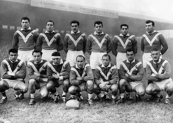 French rugby league team group. Left to Right Back Row: A Parent (Joinville); A