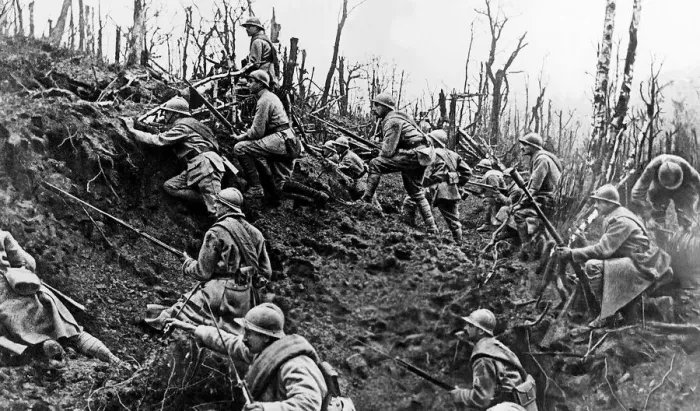 Framed Print : French troops taking last crest at Mont des Singes 1917 World War One