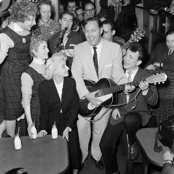 Framed Print : Frenzied scenes as American rock and roll singer Bill Haley arrives in London