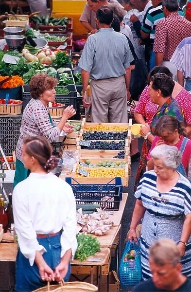Fruit and vegetables on sale at a Provence market in March 1996
