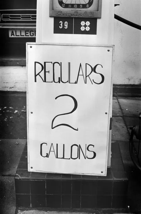 Framed Print : Fuel Shortages and Fuel Rationing Signs, Bearwood, Birmingham, Tuesday 4th December 1973 Framed Print : Fuel Shortages and Fuel Rationing Signs, Bearwood, Birmingham, Tuesday 4th December 1973