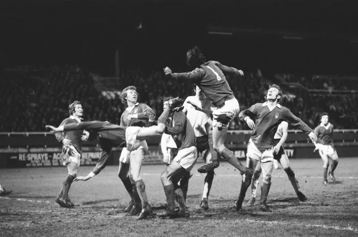 Framed Print : Fulham 0 v. Nottingham Forest 0. 1975 FA Cup run. Fourth round Action from the game Framed Print : Fulham 0 v. Nottingham Forest 0. 1975 FA Cup run. Fourth round Action from the game