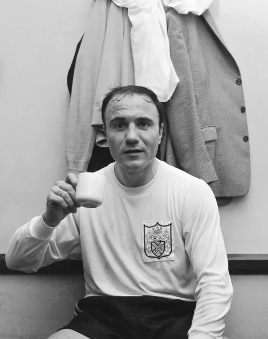 Framed Print : Fulham Reserves v. Metropolitan Police at Imber Court. George Cohen having a cup of Framed Print : Fulham Reserves v. Metropolitan Police at Imber Court. George Cohen having a cup of