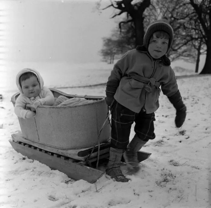Framed Print : Fun in the snow January 1960 10 months old Susan Torkington Framed Print : Fun in the snow January 1960 10 months old Susan Torkington