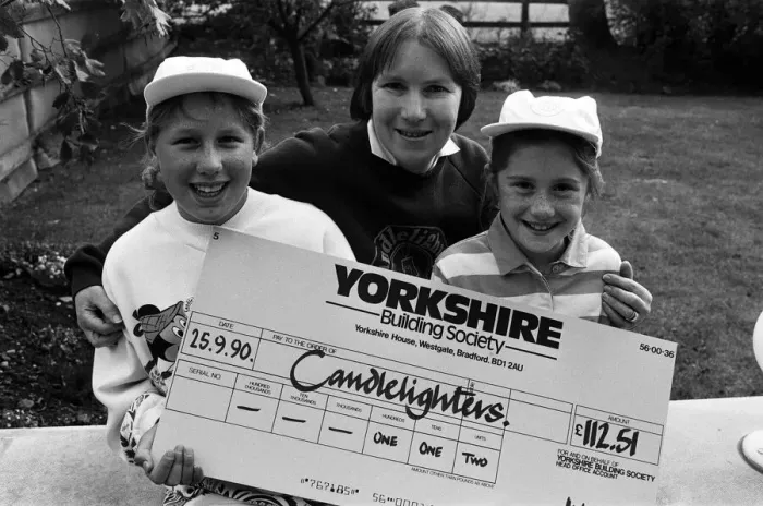 Framed Print : Fund raising Kirkburton youngsters Hayley Morgan and Vicki Hallan hand £112