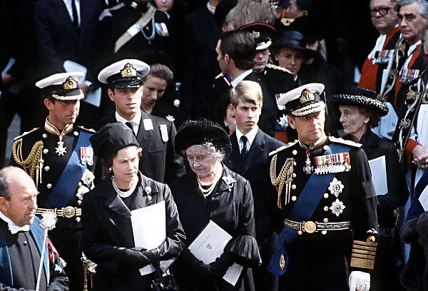 Funeral of Earl Mountbatten The Royal Family Queen Elizabeth Queen Mother Prince