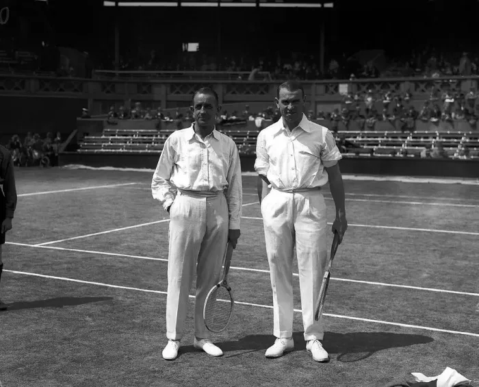 Framed Print : G Patterson and R Lycett before their match on the centre court at Wimbledon Framed Print : G Patterson and R Lycett before their match on the centre court at Wimbledon