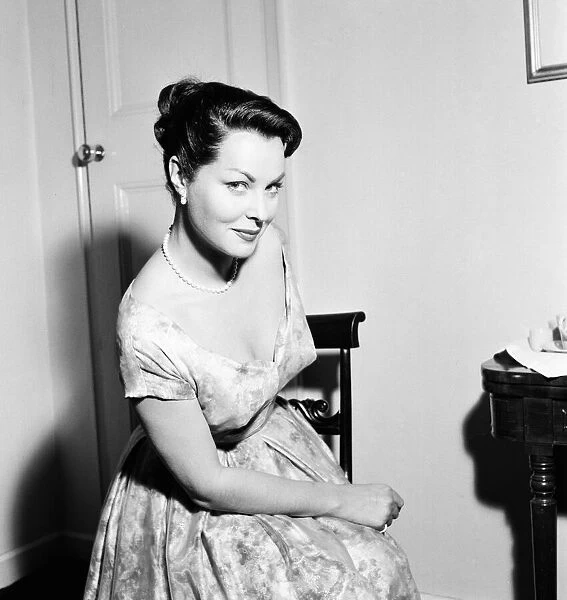 Gaby Andre, French film star, pictured at her home, off Lowndes Square, London