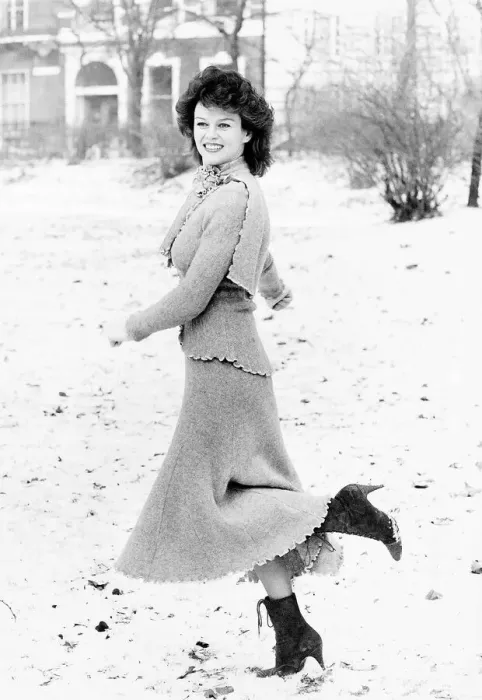 Framed Print : Garielle Drake actress standing in snow covered park January 1985